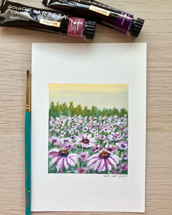 ORIGINAL PAINTING - echinacea, 原画, オリジナルアート, エキナセアアート 1枚目の画像