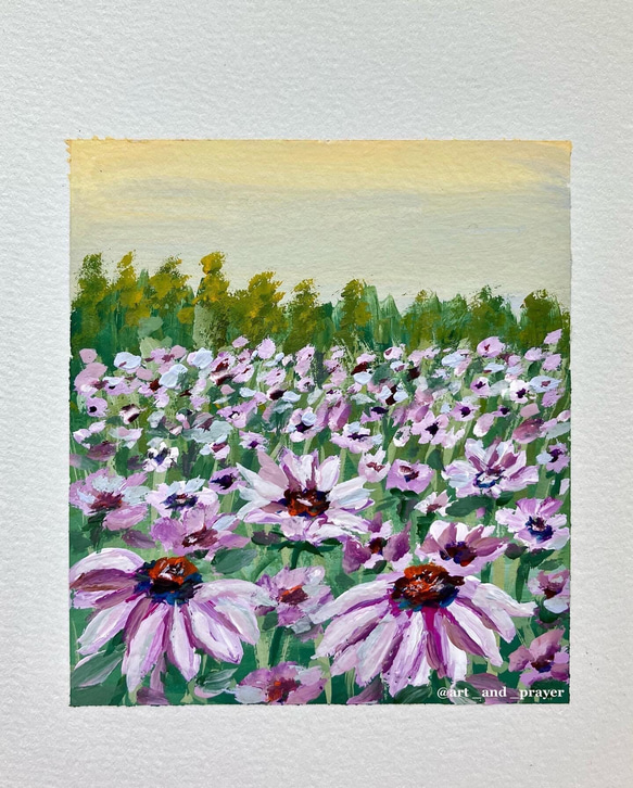 ORIGINAL PAINTING - echinacea, 原画, オリジナルアート, エキナセアアート 2枚目の画像