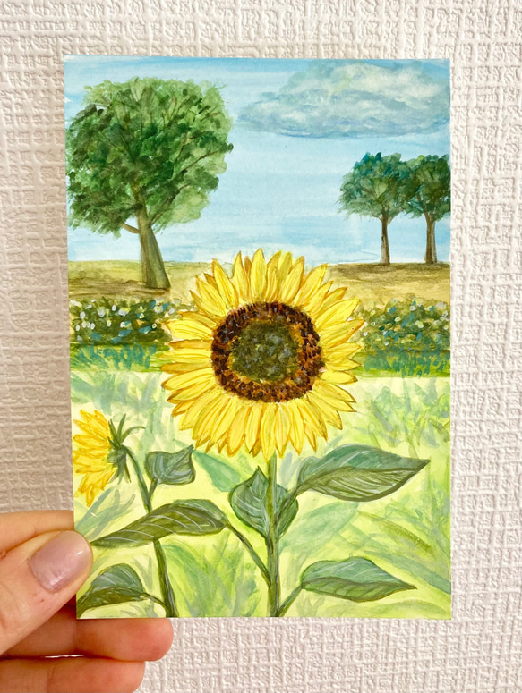 ORIGINAL PAINTING - wild sunflower , 原画, オリジナルアート, ひまわりアート 2枚目の画像