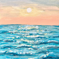 ORIGINAL PAINTING - sunset , 原画, オリジナルアート, 海の絵 2枚目の画像