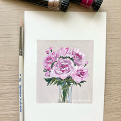 ORIGINAL PAINTING - flowers in a vase, 原画, オリジナルアート, フラワーアート 1枚目の画像