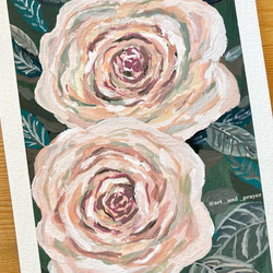 ORIGINAL PAINTING -Roses, 原画, オリジナルアート, バラの絵 2枚目の画像