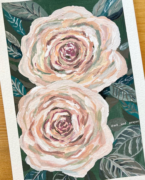 ORIGINAL PAINTING -Roses, 原画, オリジナルアート, バラの絵 2枚目の画像