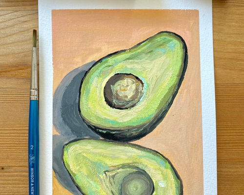 アボカド 油絵 ハンドメイド ORIGINAL PAINTING - avocados, 原画, オリジナルアート, アボカドの絵