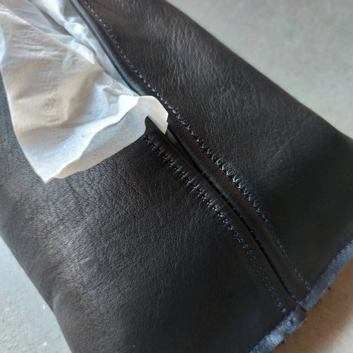 シックな黒の本革レザーティッシュボックスケース 家はもちろん