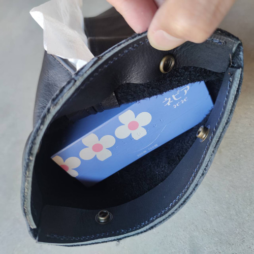 本革レザーティッシュボックスケース ブラック