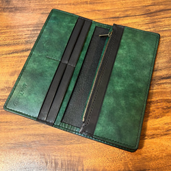 内装染色- 二つ折り長財布 / ディープグリーン（深緑） 2枚目の画像