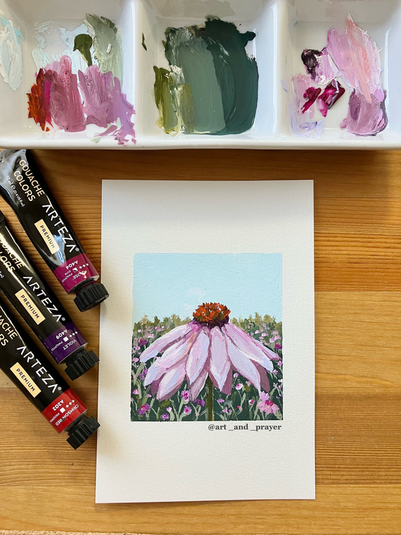 ORIGINAL PAINTING-Echinacea, 原画, オリジナルアート, エキナセアアート 1枚目の画像