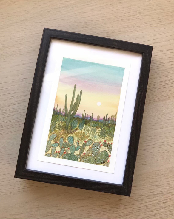 ORIGINAL PAINTING- cactus dessert, 原画, オリジナルアート, 砂漠, サボテンの絵 1枚目の画像