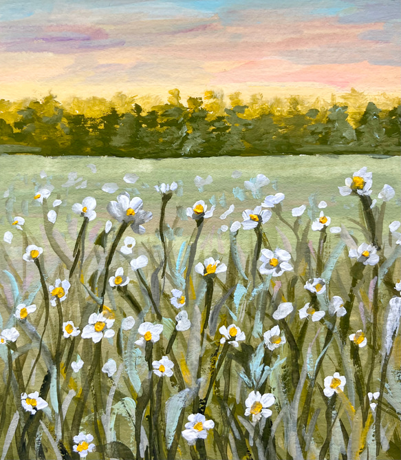 ORIGINAL PAINTING - Wild flowers, 原画, オリジナルアート, フラワーアート 2枚目の画像