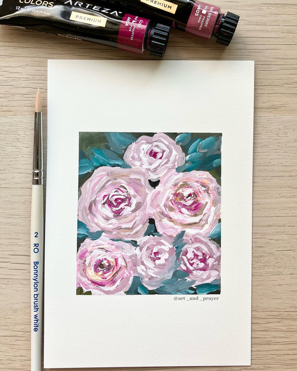 ORIGINAL PAINTING -Roses, 原画, オリジナルアート, バラの絵 1枚目の画像