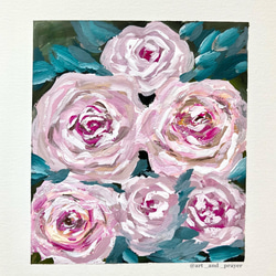 ORIGINAL PAINTING -Roses, 原画, オリジナルアート, バラの絵 2枚目の画像