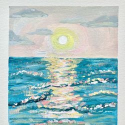 ORIGINAL PAINTING - ocean, sunset, 原画, オリジナルアート, 海の絵 2枚目の画像