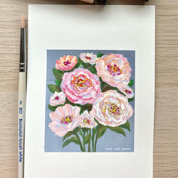 ORIGINAL PAINTING - flowers bouquet, 原画, オリジナルアート, フラワーアート 1枚目の画像