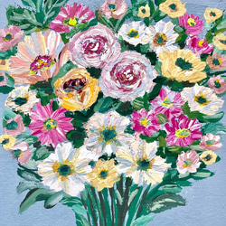 ORIGINAL PAINTING - flowers bouquet, 原画, オリジナルアート, フラワーアート 2枚目の画像