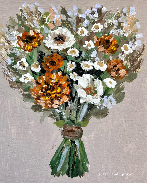 ORIGINAL PAINTING - dried flowers, 原画, オリジナルアート, ドライフラワーアート 2枚目の画像