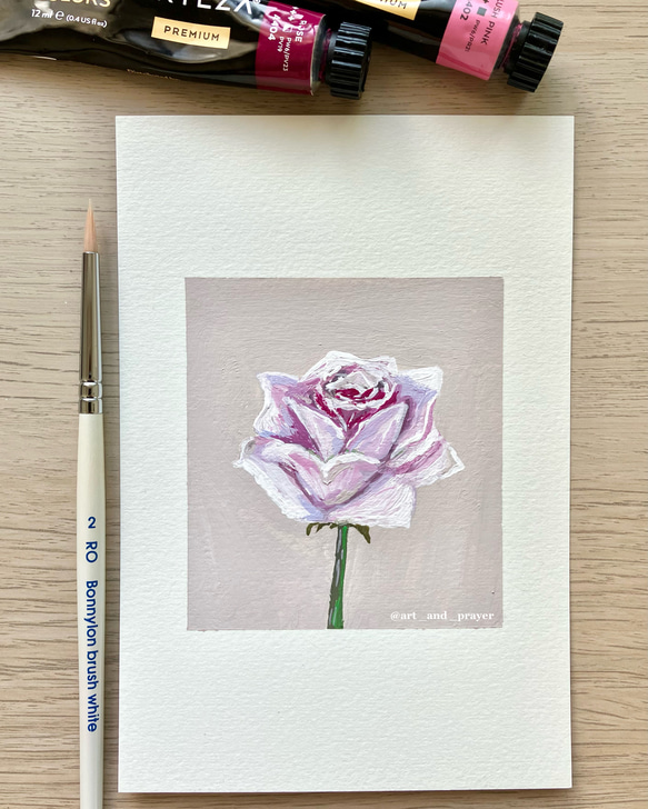 ORIGINAL PAINTING - a rose, 原画, オリジナルアート, バラのアート 1枚目の画像