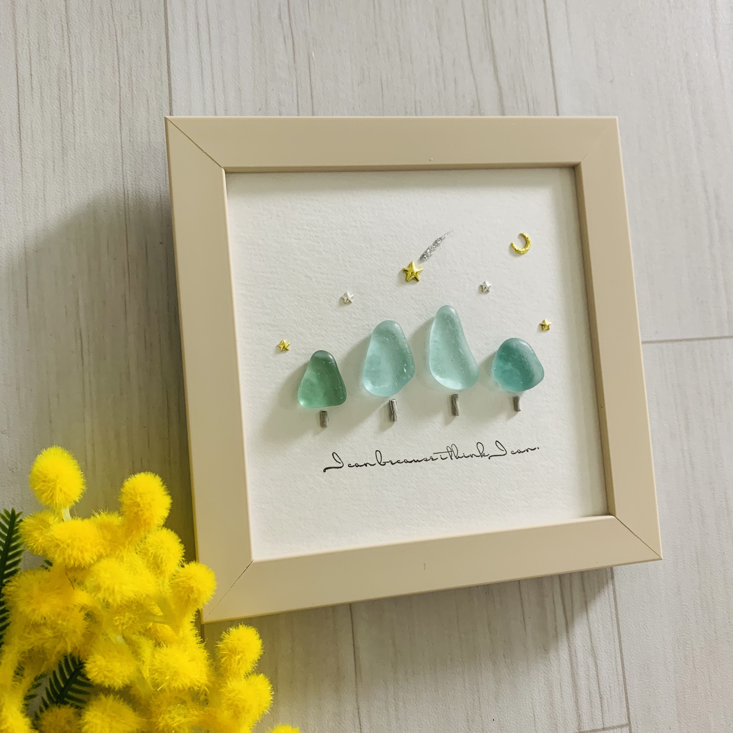 シーグラスアート インテリア雑貨 北欧 パネル ヒーリング 観葉植物