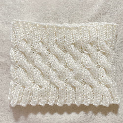 ネックウォーマー 秋冬 ホワイト アラン模様 タートル風 つけえり風