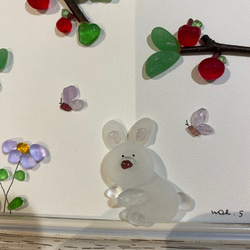 WOL.S  シーグラスアート　かくれんぼするウサギの親子 5枚目の画像