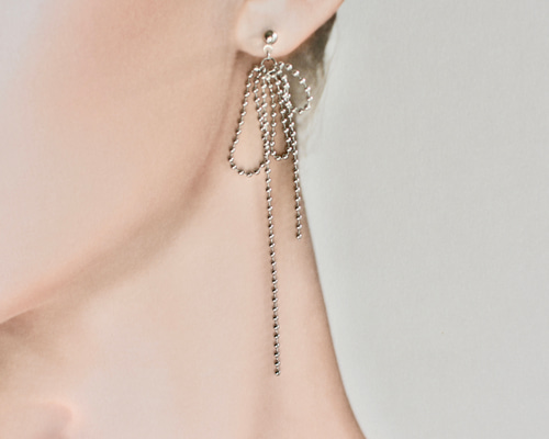 Keshi pearl ball chain pierced earrings / ケシパール