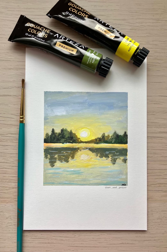 ORIGINAL PAINTING - sunset, 原画, オリジナルアート 1枚目の画像