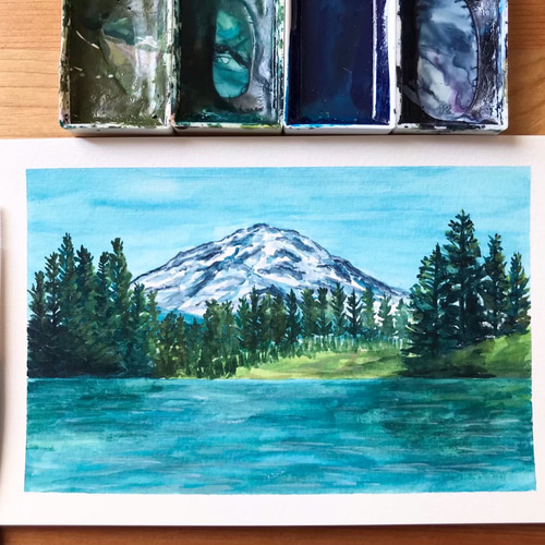 ORIGINAL PAINTING - a mountain, 原画, オリジナルアート, 山の