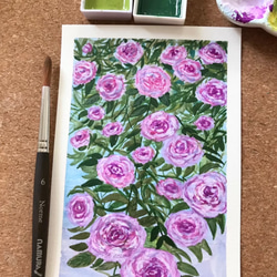 ORIGINAL PAINTING - Roses, 原画, オリジナルアート 2枚目の画像