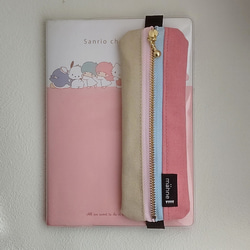倉敷帆布×カラーデニム 手帳用ペンケース(アイボリー×ピンク) 3枚目の画像
