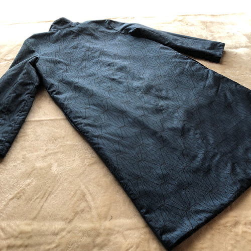 アンティーク大島紬のパッチワークコート リバーシブル スタンドカラー