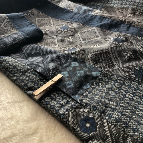 アンティーク大島紬のパッチワークコート リバーシブル スタンド