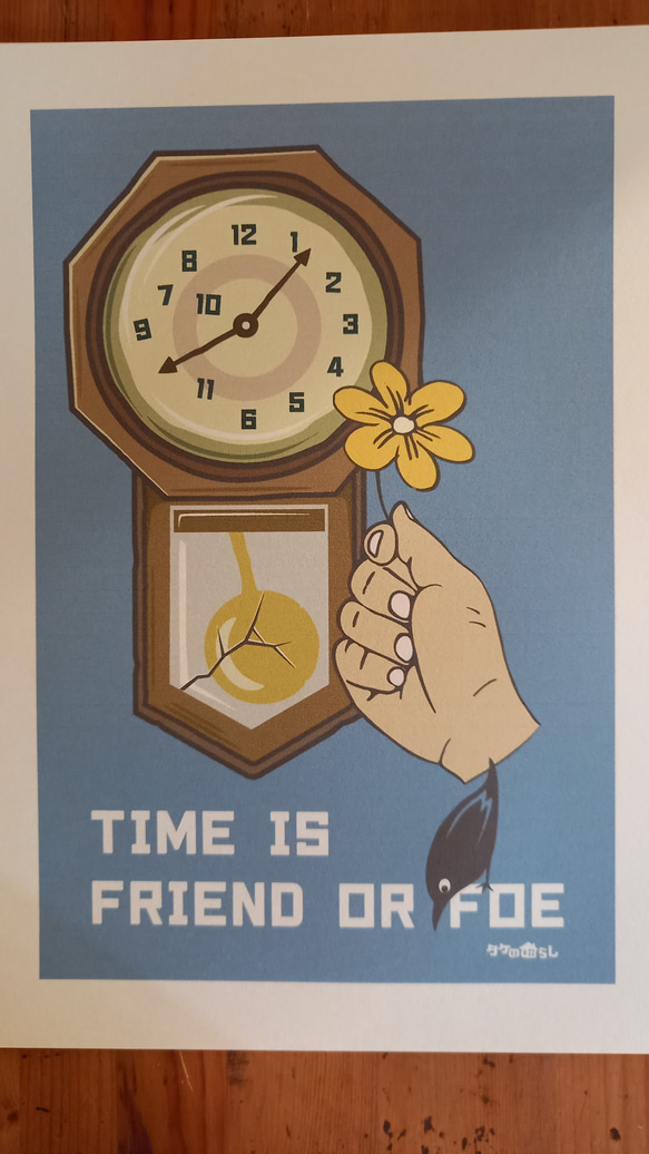 TIME IS アート イラスト デザイン ポスター A4 A3 インテリア 2枚目の画像