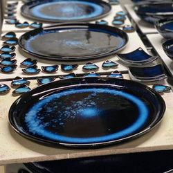 小石原焼 小石原焼き 藍釉ラウンドプレート 大皿 平皿 ワンプレート皿 28cm 秀山窯 陶器 器 shuzan-001 1枚目の画像