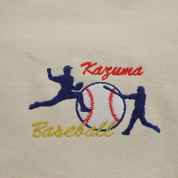 野球好きの方へ　お名前刺繍入りミニトートバッグ 2枚目の画像