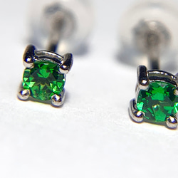 美しい緑の宝石グロッシュラーライトガーネットプラチナピアス（ツァボライトの名称でも知られます） 3枚目の画像