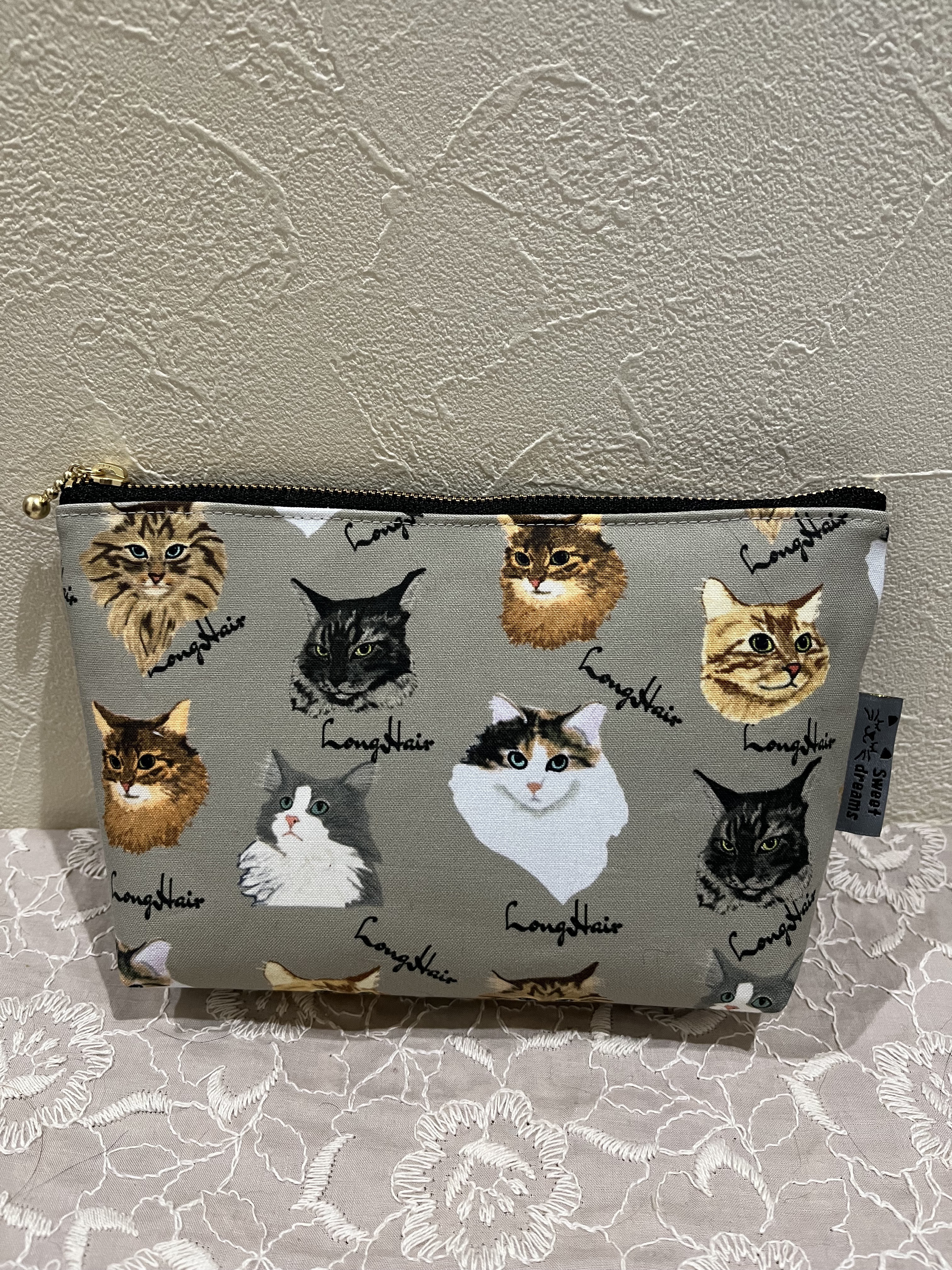 布バスケットセット　プリーツポーチ　猫柄　ハンドメイド　レア生地　ポーチ 楽天市場】猫 フェイスポーチ（キッズ・ベビー・マタニティ）の通販