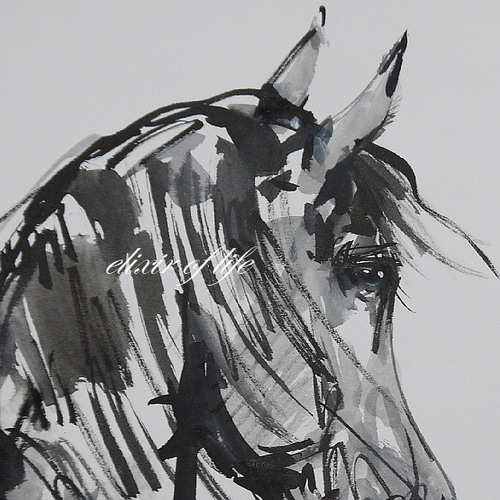 水墨画 馬の抽象画 金色フレーム絵画27✖️24 40230279a2c6afa5db696ce2dc9c47