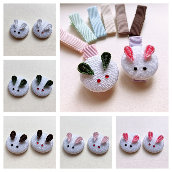 うさぎの髪飾り○ちりめん細工 つまみ細工○ ヘアクリップ うさぎの髪飾り○ちりめん細工 つまみ細工○ ヘアクリップ