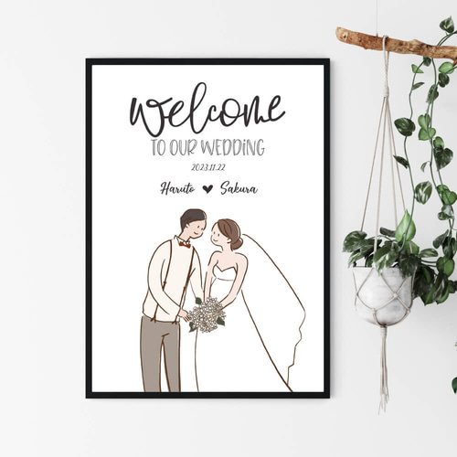 new！結婚式ウェルカムボード♡結婚祝いにも ウェルカムボード/新郎新婦イラストcolor_結婚式や入籍のお祝い