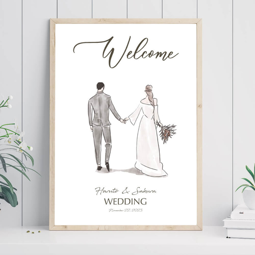 ウェルカムボード/新郎新婦イラストcolor_結婚式や入籍のお祝い