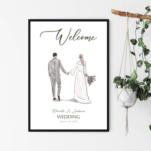 ウェルカムボード/新郎新婦イラストcolor_結婚式や入籍のお祝いにも