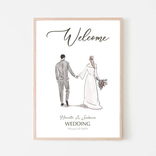 new！結婚式ウェルカムボード♡結婚祝いにも ウェルカムボード/新郎新婦イラストcolor_結婚式や入籍のお祝いにも