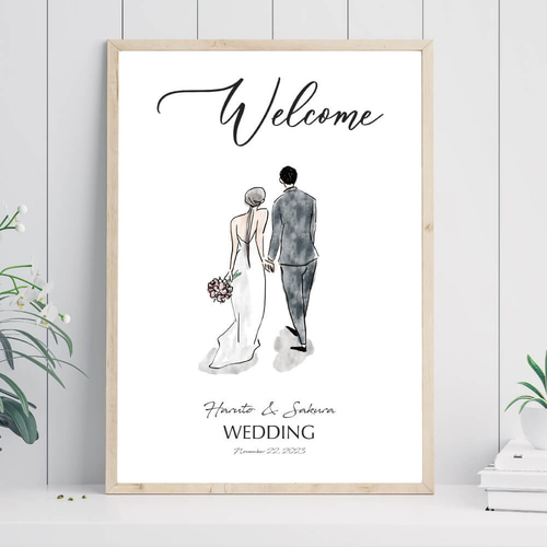 new！結婚式ウェルカムボード♡結婚祝いにも ウェルカムボード/新郎新婦イラストcolor_結婚式や入籍のお祝い