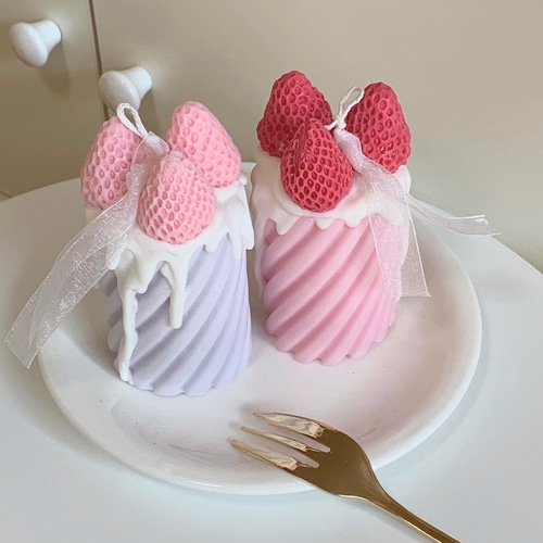 パープル ケーキキャンドル 韓国キャンドル ギフト ラッピング付き 