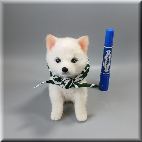 羊毛フェルト 犬 柴犬 白柴犬の子 犬フィギュア 羊毛フェルト