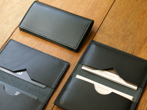 Leather Card Case ( Custom Name ) - Gentle Black 4枚目の画像