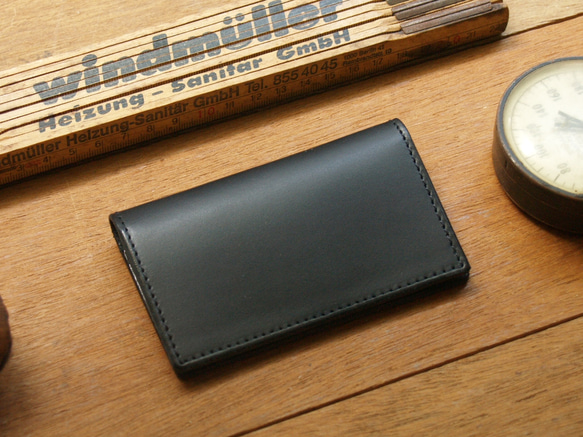 Leather Card Case ( Custom Name ) - Gentle Black 5枚目の画像