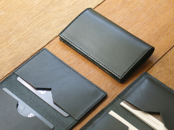 Leather Card Case ( Custom Name ) - Gentle Black 10枚目の画像