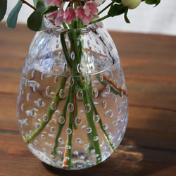 新作「小さな泡の花器（洋ナシ）」泡のみずたま カスミソウ 水玉模様 一輪挿し 贈り物 プレゼント ユーカリ ミモザ 10枚目の画像