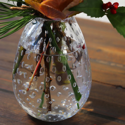 新作「小さな泡の花器（洋ナシ）」泡のみずたま カスミソウ 水玉模様 一輪挿し 贈り物 プレゼント ユーカリ ミモザ 12枚目の画像
